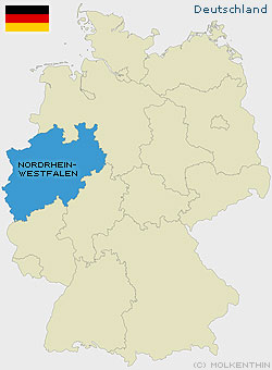 Lage von Nordrhein-Westfalen in Deutschland